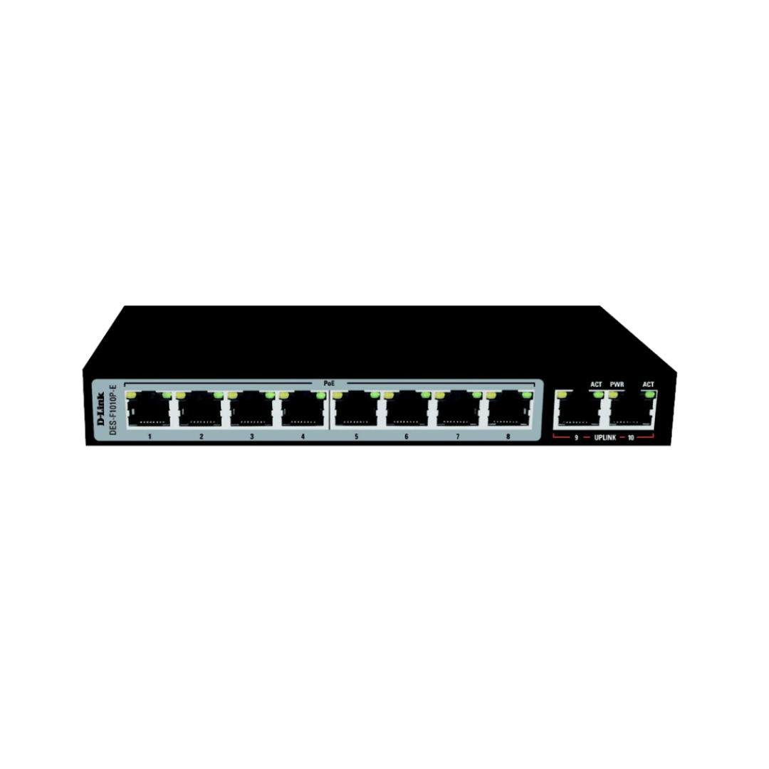 Network switch with multiple ports on a white background